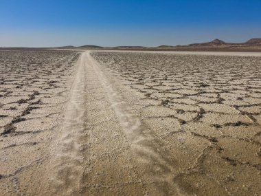Outback tuz sakin ve Iran çöl kum. Büyük landscap