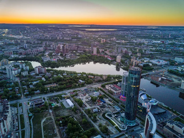 Ekaterimburgo Rusia Mayo 2017 Plano Aéreo Del Centro Ciudad Ekaterimburgo — Foto de Stock