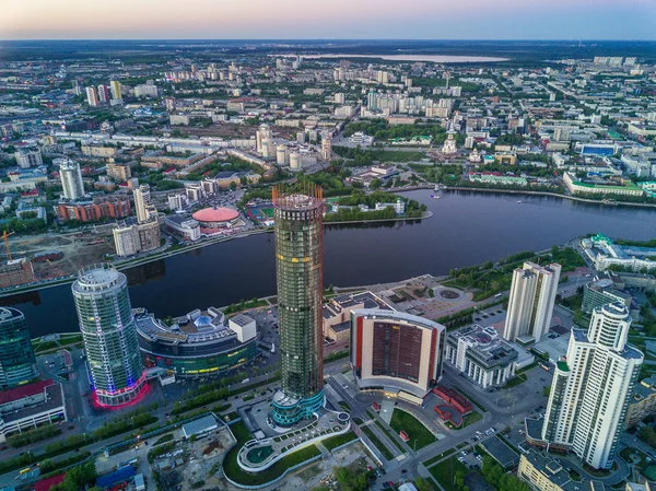 Ekaterimburgo Rusia Mayo 2017 Plano Aéreo Del Centro Ciudad Ekaterimburgo — Foto de Stock