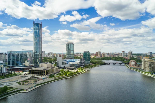 Ekaterimburgo Rusia Mayo 2017 Plano Aéreo Del Centro Ciudad Ekaterimburgo — Foto de Stock