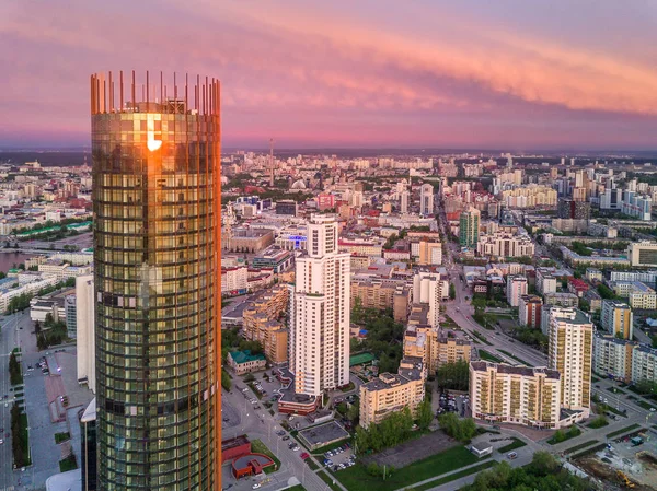 Ekaterimburgo Rusia Mayo 2017 Plano Aéreo Del Centro Ciudad Ekaterimburgo — Foto de Stock