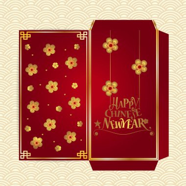Çin yeni yılı para kırmızı paket (Ang Pau) tasarım. Vektör çizim.