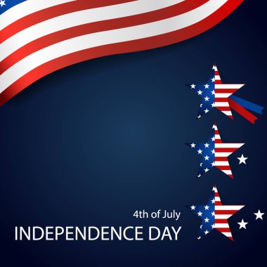 Mutlu Bağımsızlık günü kartı Amerika Birleşik Devletleri. Amerikan bayrağı tasarım, vektör çizim kağıt.