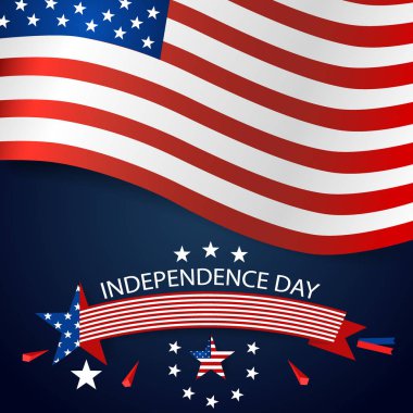 Mutlu Bağımsızlık günü kartı Amerika Birleşik Devletleri. Amerikan bayrağı tasarım, vektör çizim kağıt.