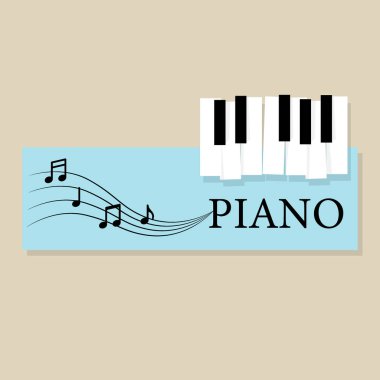 Notalı müzik piyano klavyesi. Poster arkaplan şablonu. Müzik Vektörü Arkaplanı.