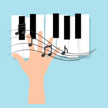 Notalı müzik piyano klavyesi. Poster arkaplan şablonu. Müzik Vektörü Arkaplanı.