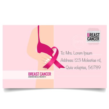 Göğüs kanseri farkındalığı ay sonu tasarımı. Vektör İllüstrasyonu.