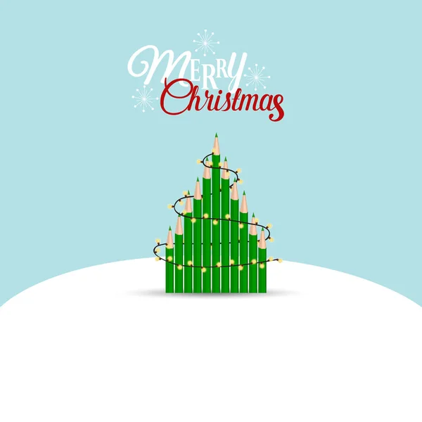 Weihnachtsgrußkarte Mit Weihnachtsbaum Vektorillustration — Stockvektor