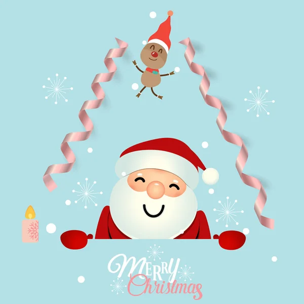 Tarjeta Felicitación Navidad Con Papá Noel Navidad Ilustración Vectorial — Vector de stock