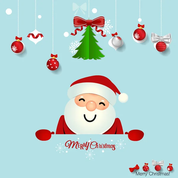 Christmas Greeting Card Santa Claus Christmas Tree Christmas Decorations Vector — ストックベクタ