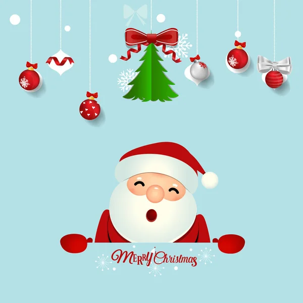 Cartão Natal Com Papai Noel Árvore Natal Decorações Natal Ilustração — Vetor de Stock
