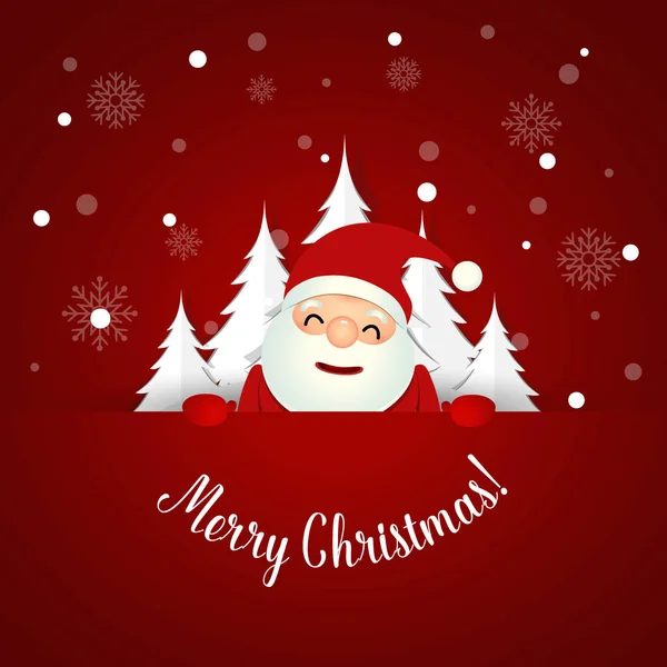 Χριστουγεννιάτικη Ευχετήρια Κάρτα Τον Άγιο Βασίλη Και Χριστουγεννιάτικο Δέντρο Εικονογράφηση — Διανυσματικό Αρχείο