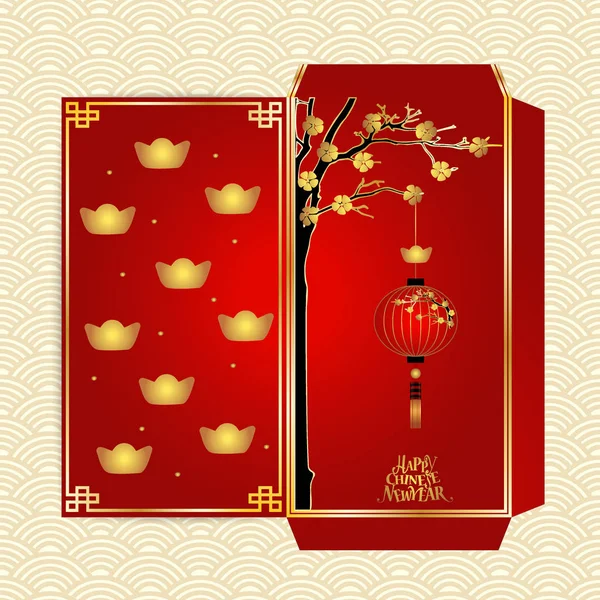 Kínai Újév Pénzt Piros Csomag Ang Pau Design Vektoros Illusztráció — Stock Vector
