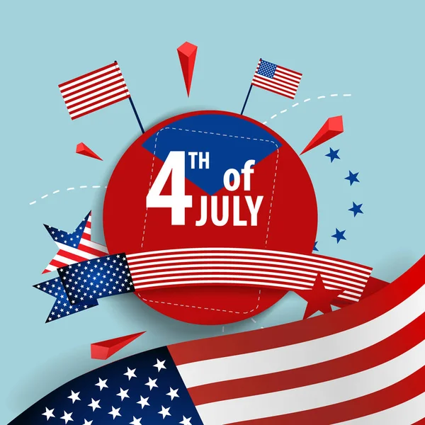 Happy Dag Van Onafhankelijkheid Kaart Verenigde Staten Van Amerika Amerikaanse — Stockvector