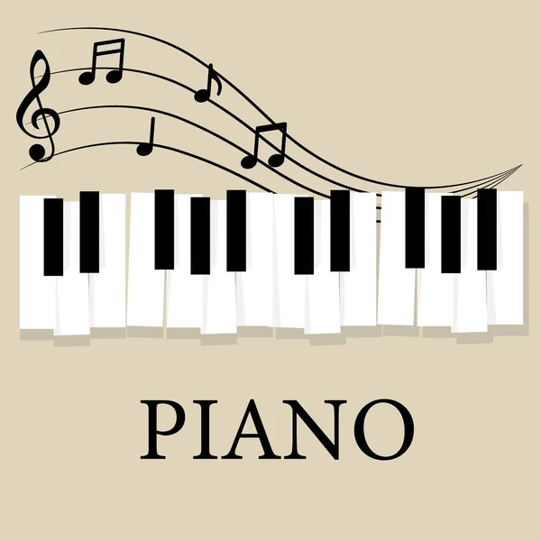 Teclado Piano Musical Con Notas Plantilla Fondo Del Cartel Música — Vector de stock