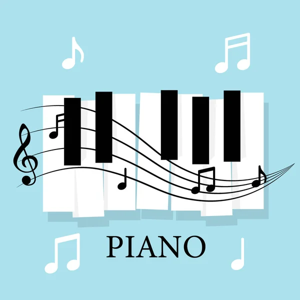 Music Piano Keyboard Notes Poster Background Template Music Vector Background — Stock Vector