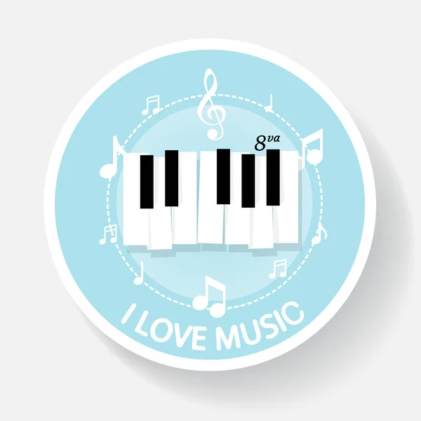 Teclado Piano Música Com Notas Modelo Fundo Cartaz Música Vector — Vetor de Stock