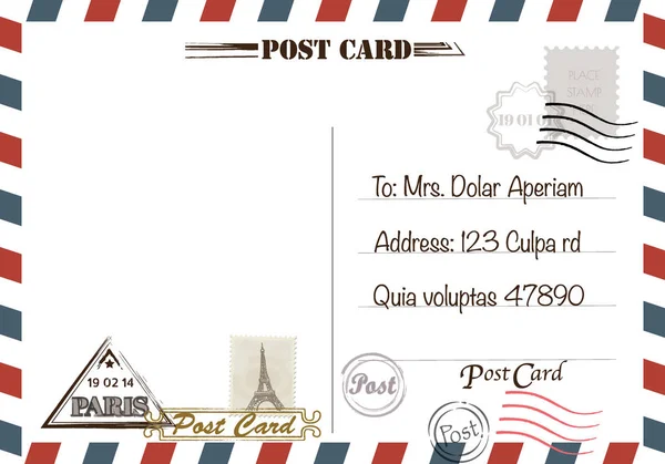 Eski Kartpostal Tasarımları Pulları — Stok Vektör