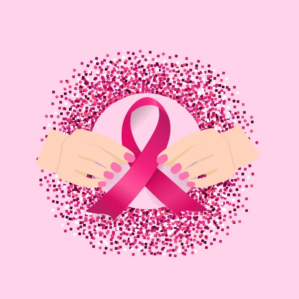Göğüs Kanseri Farkındalığı Sonu Tasarımı Göğüs Kanseri Farkındalığı Pembe Kurdele — Stok Vektör