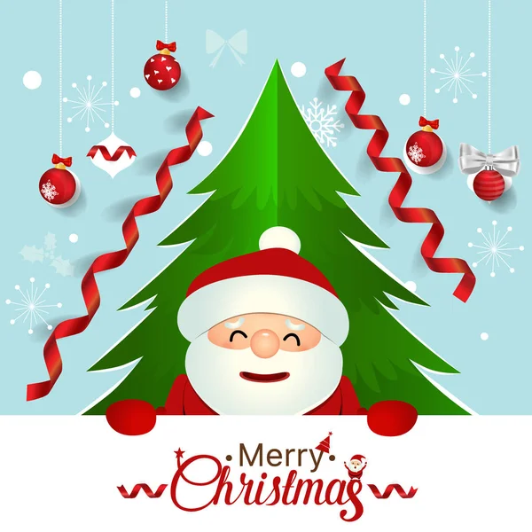 Tarjeta Felicitación Navidad Con Santa Claus Árbol Navidad Decoraciones Navideñas — Archivo Imágenes Vectoriales