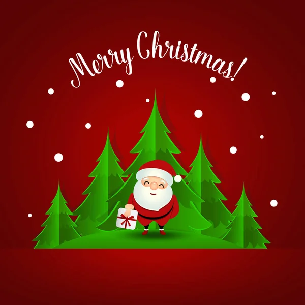 Carte Voeux Noël Avec Père Noël Arbre Noël Illustration Vectorielle — Image vectorielle