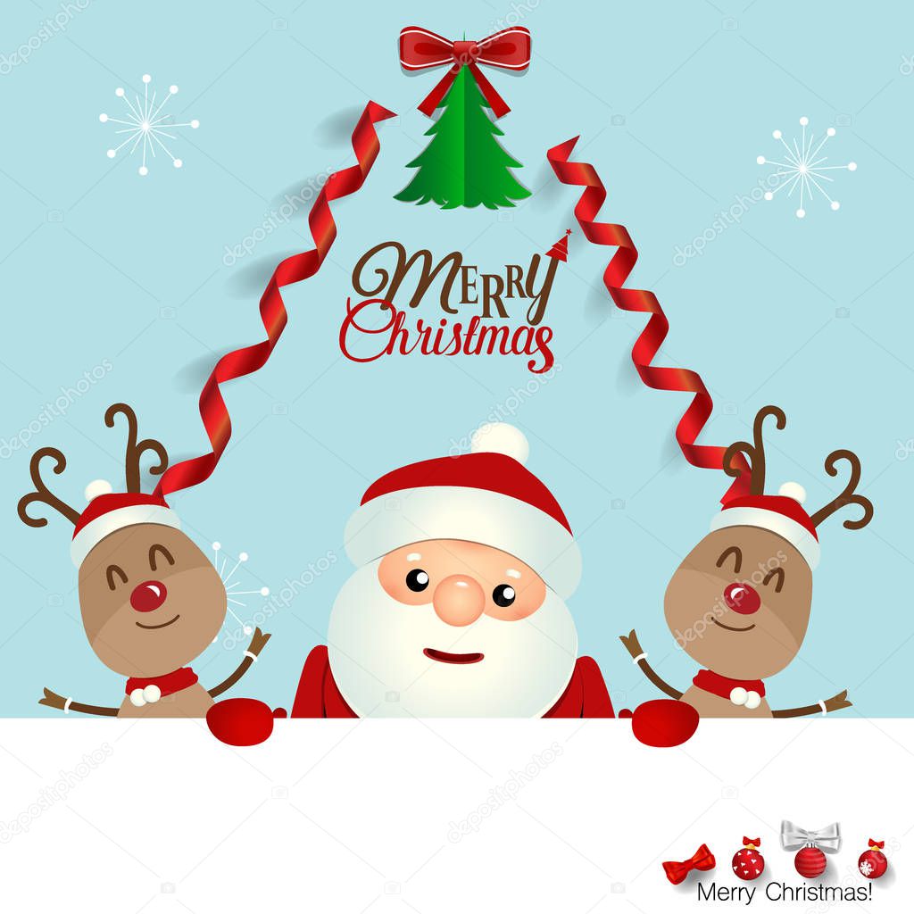 Christmas Greeting Card with Christmas Santa Claus. Vector illustration