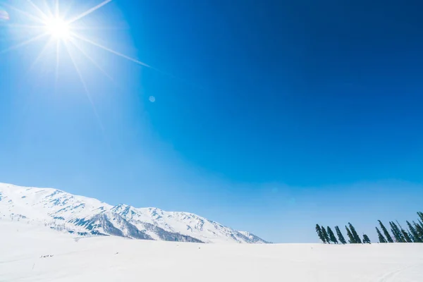 Lindas montanhas cobertas de neve paisagem Caxemira estado, Índia — Fotografia de Stock