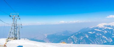 Teleferik snow Mountain Gulmark Keşmir, Hindistan . 