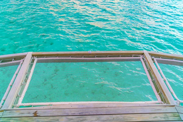 度假净位子在马尔代夫的热带岛屿和美丽的 — 图库照片