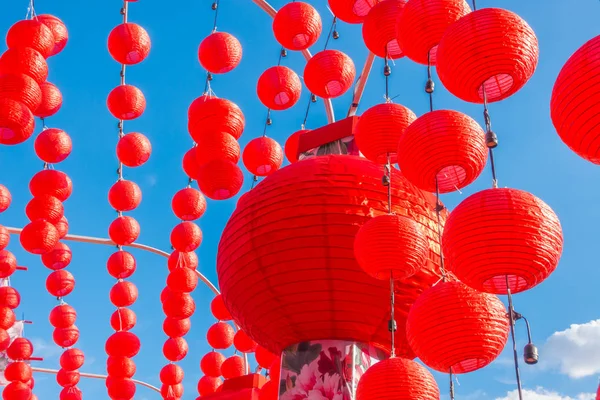 Chinese new year lanterns with blue sky . — Stock Photo, Image