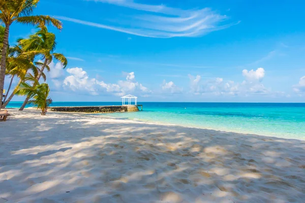 Hermosa isla tropical de Maldivas con playa de arena blanca y se — Foto de Stock