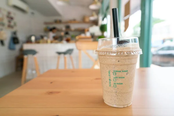 Coffee frappe on wooden table — Stock Photo, Image