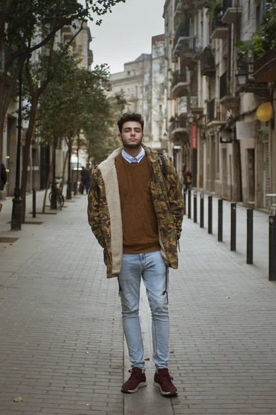 Handsome Young Man Walking Street — Stock Photo, Image