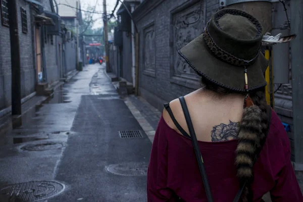 Молоді Жінки Туристичних Заборонене Місто Денний Час Китай — стокове фото