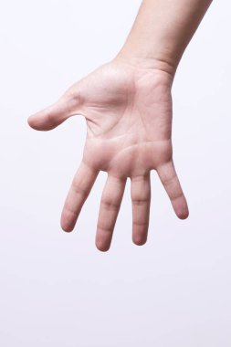 Kişi el jest beyaz arka plan üzerinde gösterilen closeup
