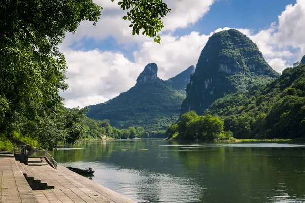 Landschap Van Yangshuo River Overdag China — Stockfoto