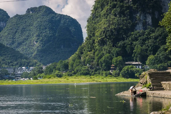 Landschap Van Yangshuo River Overdag China — Stockfoto