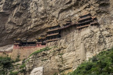Datong, Çin dağlarında manastırda asılı doğal görünümü