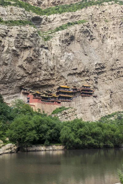 Vista Panorámica Del Monasterio Colgante Las Montañas Datong China — Foto de Stock