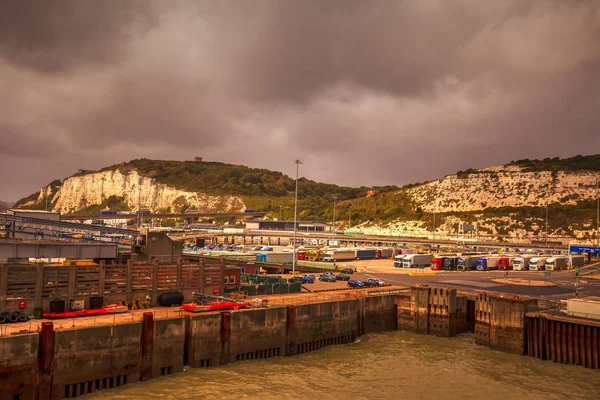 Utsikt Från Färjan Till Dover Port Storbritannien — Stockfoto