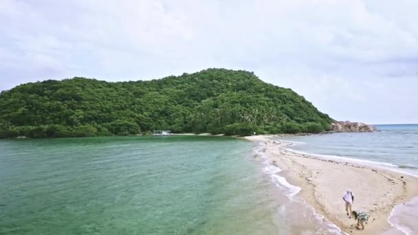 Imagens Aéreas Pessoas Caminham Longo Praia Poluição Ambiental — Vídeo de Stock