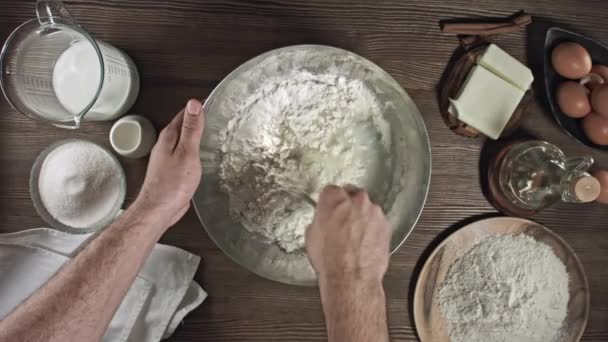 Pétris Pâte Processus Fabrication Délicieux Régal Dessert Ingrédients Pour Cuisson — Video