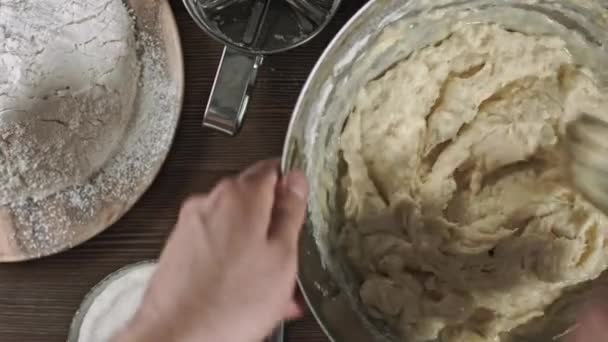 Pétris Pâte Processus Fabrication Délicieux Régal Dessert Ingrédients Pour Cuisson — Video