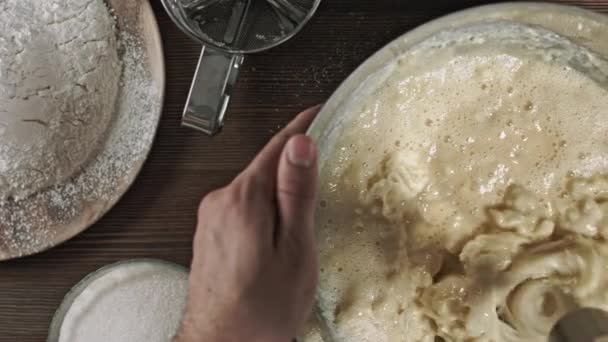 Amassar Massa Processo Fazer Deleite Delicioso Sobremesa Ingredientes Para Assar — Vídeo de Stock