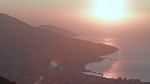 Alba Sulla Città Balneare Una Magnifica Vista Della Città Piedi — Video Stock