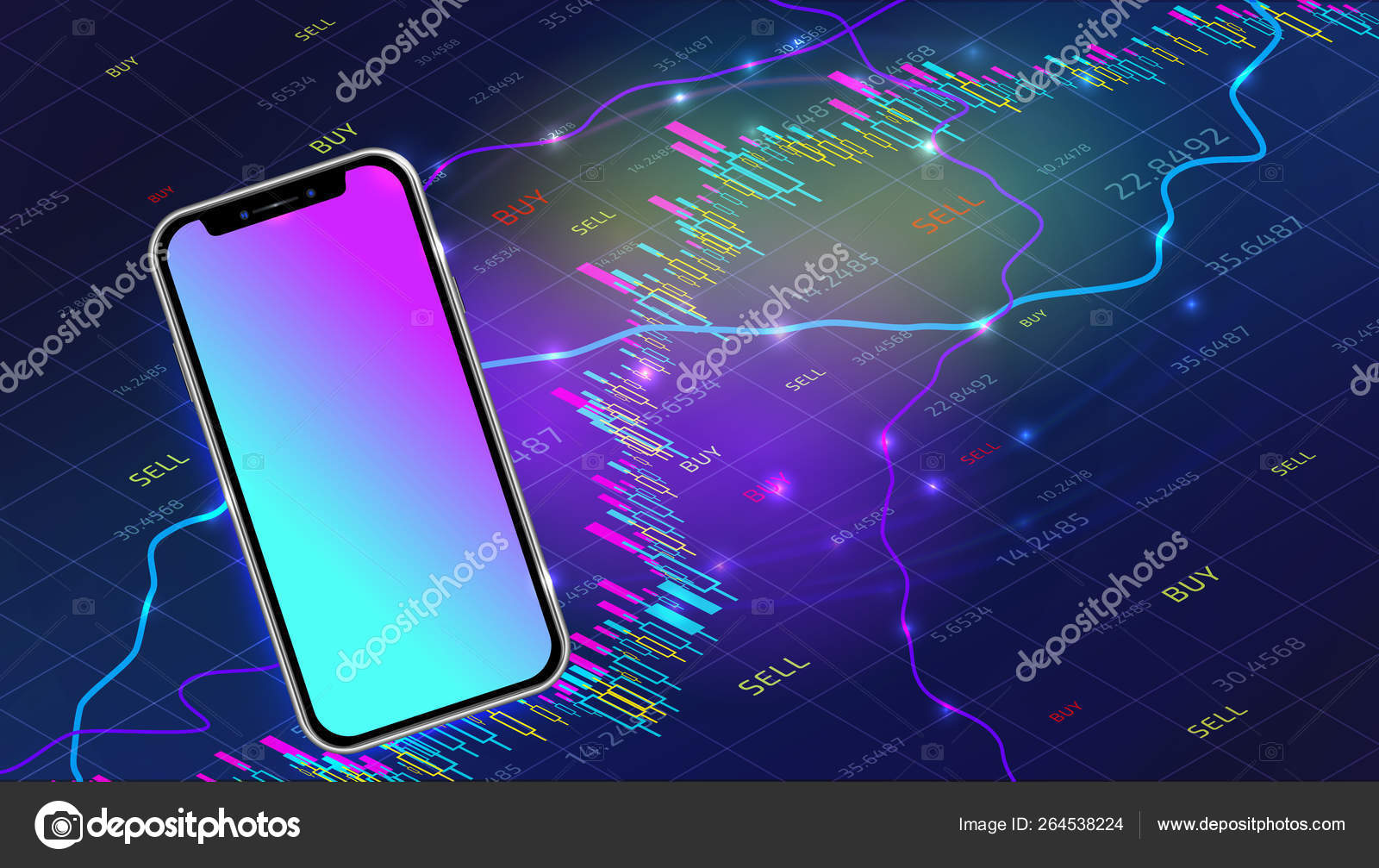 Realistic Smartphone Mockup Blank Screen Abstr!   act Isometric - 