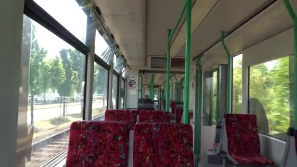 Внутрішній вигляд трамвайних в Німеччині — стокове відео
