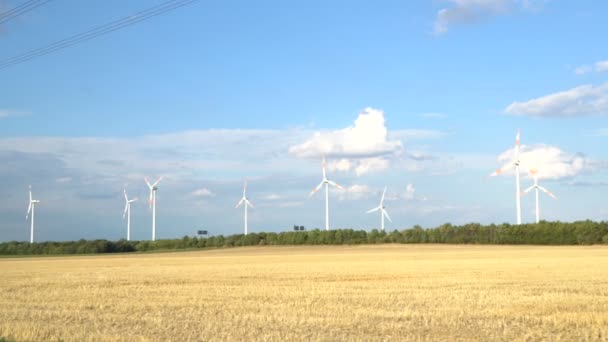 Eco power. Wind turbines generating electricity. — Stock Video