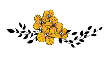 Çeşitli doodled flowes ve yaprakları buket. Tasarım öğesi.