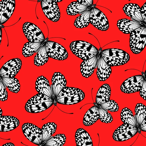 Seamless pattern with hand drawn paper kite butterflies. Element for design.